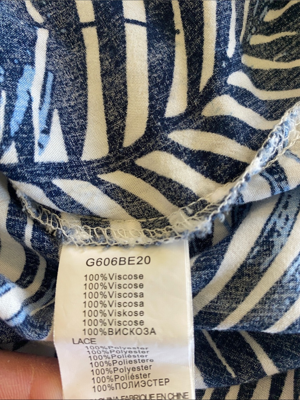 Molly Bracken Tropical Palm Print Midi Dress Lace Trim Blue White Sundress Small - Picture 9 of 12